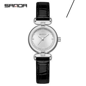 Black and Silver Watch with Crystal Accents